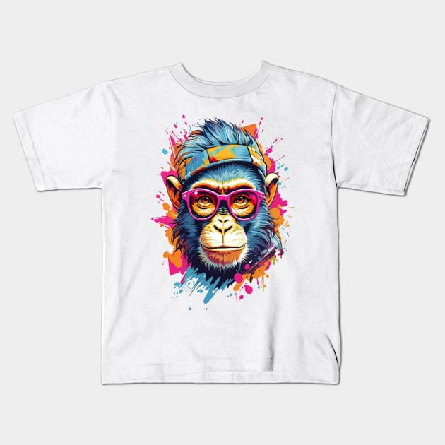 Cool Monkey in Sunglasses Kids T-Shirt by NordicBadger